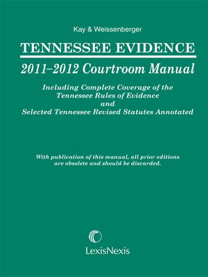 cover image of Tennessee Evidence Courtroom Manual